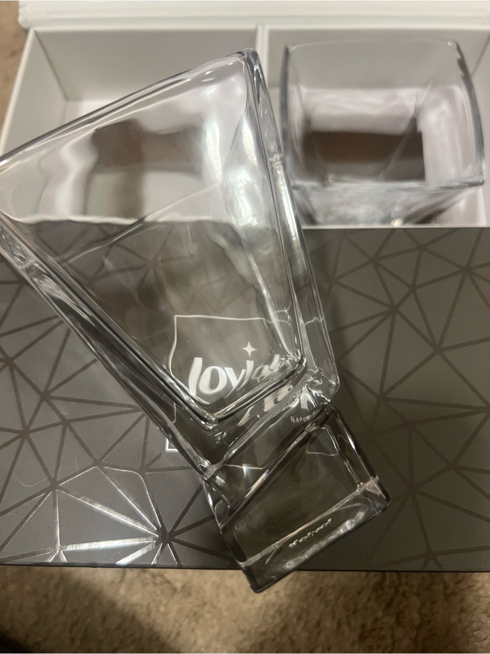 2 Clear Glass- Clear Crystal Decorative Vase